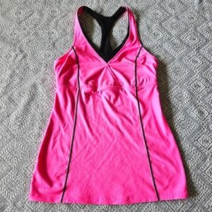 VSX Victoria Secret Racerback Tank Pink and Black W/ Built-in Sports Bra - Small